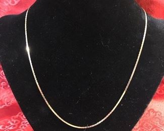 14 K gold chain. Measures 20 inches and weighs 3.6 grams.