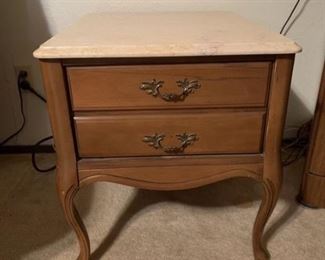 Marble Top Wood End Table. Measures 20 x 24 x 23.
