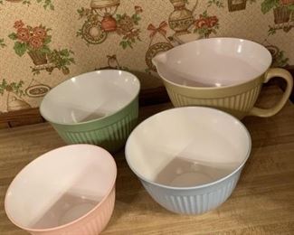 Set of Colored, Plastic , Mixing Bowls.