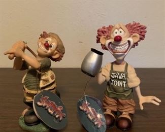 Slapstix hand painted figurines. Includes “Hooked
on fishin," and “Jitters." Both measure approximately 5 1/2 inches.