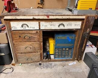Old Shop Work Table (vise and contents not included)