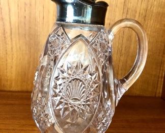 $30 Vintage crystal pitcher.  4" W, 3" D, 6" H.  