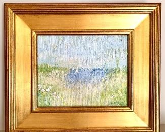 $375 Jean Peters signed oil painting "Skeket Beach".  15.5" W, 13.5" H. 