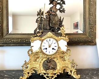 $2,950 "Gorini Fres. & Co. Paris" ornate mantle clock.  12.5" W, 18" H, 5.5" D.  