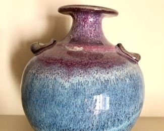 $60 Signed studio pottery vase.  6" diam,  7" H.