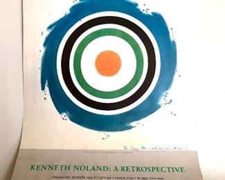 $95 Kenneth Noland (1924-2010)  signed Exhibition poster offset lithograph for Hirschhorn 1977  AS IS.   23" W x 29" H.  AS IS -minor stains