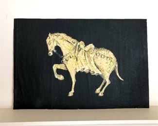$85 Batik horse on black background.   32" W x 21.5" H.  
