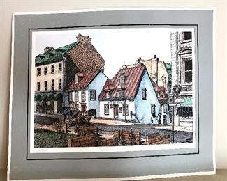 $50 "Old Town" with carriage scene.  Print:  18" W x 14" H.  