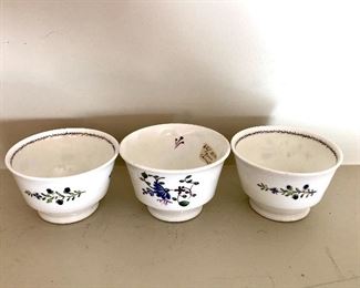 $30 - 1820's set of 3 porcelain cups.   3.5" diam, 2.25" H. 