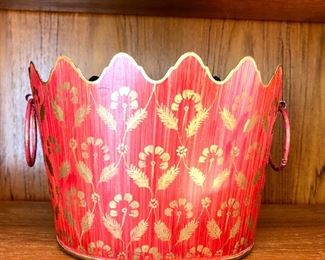 $30 Red and gold accent holder.   9.5" W, 7" D, 6.5" H.  