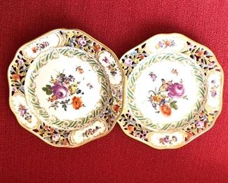 $75 Pair Dresden Germany  reticulated pair of dishes.  Each 9" diam. 