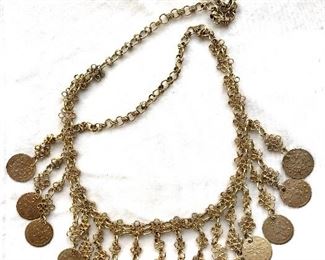  $30 Coin dangly necklace: 20"L  and bracelet: 7"L 