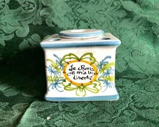 $25  Pierre Deux France hand painted toothbrush holder.  3" W, 3" D, 2.25" H.  