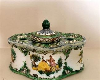   $35 Italy Decorative box with lid.  5" W, 4" D,  3" H. 
