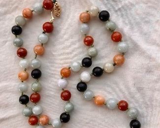 $120 Jade beaded necklace.  22" L. 
