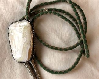 $75 Sterling silver stone pendant bolo tie (AS IS) The pendant portion does not slide up and down  Stone 2" long by 1.5" wide 
