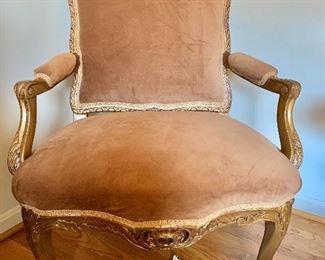 $150 - Vintage, ultra suede arm chair - 16"L; 27"W; 39"H