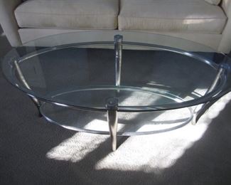 GLASS AND SILVER COCKTAIL TABLE