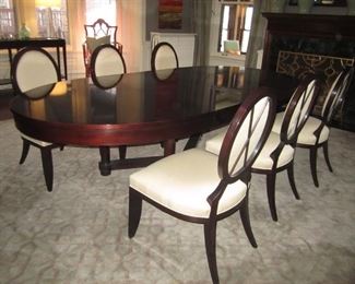 DINING ROOM TABLE WITH 2 LEAVES AND 6 CHAIRS BARBARA BARRY COLLECTION FOR BAKER