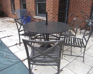 PATIO TABLE AND 4 CHAIRS BY RESTORATION HARDWARE