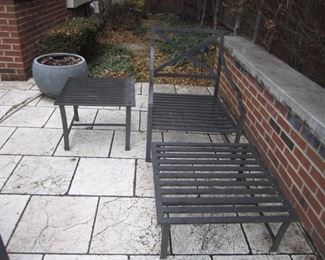 CHAIR AND OTTOMAN WITH SIDE TABLE BY RESTORATION  HARDWARE