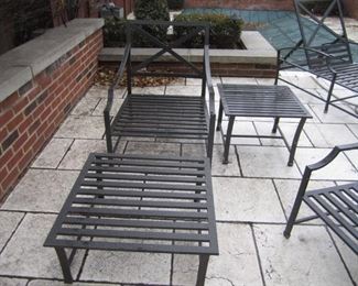 CHAIR AND OTTOMAN WITH SIDE TABLE BY RESTORATION HARDWARE