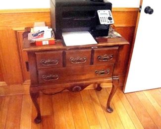 Queen Anne lowboy stand and printer.