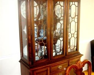 Federal style cherry dining room china cabinet.