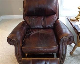 One of a pair Lane leather recliners.
