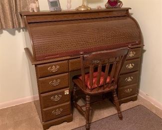 Vintage Roll top Desk with Chair