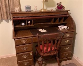 Vintage Roll top Desk with Chair