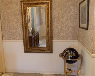 Large wall mirror; Globe on Stand