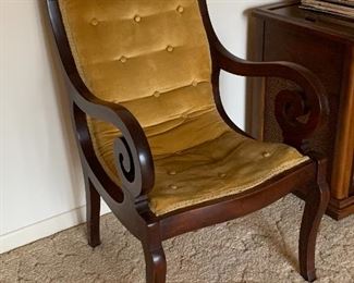 Vintage Gold Cloth & Wood Chair
