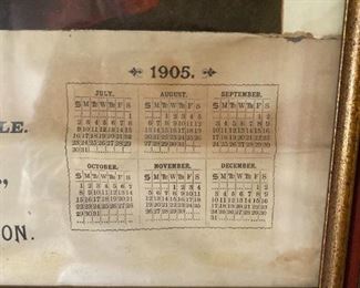1905 Framed Calendar,