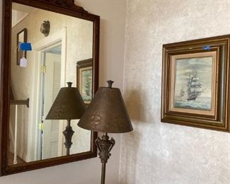 Mirror, Lamp, Tall Ship Picture