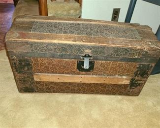 Antique Wooden Trunk. Approximately 14" x 26" x 13"