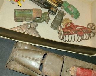 ANTIQUE METAL CARS, CAP GUN, and oyn