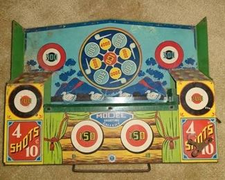 ANTIQUE WIND UP MODEL. SHOOTING GALLERY