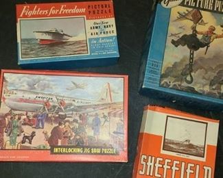 4 ANTIQUE PICTURE PUZZLES