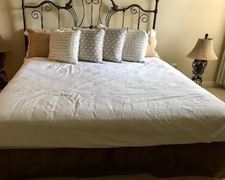 King metal headboard, mattress, box spring