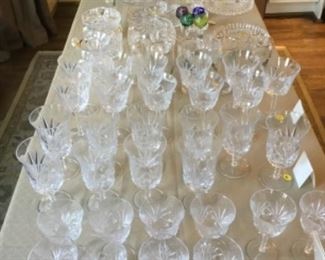 Gorham “cherrywood” crystal wine, water, iced tea glasses....