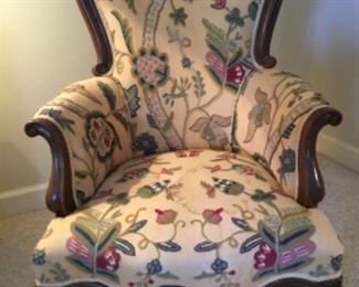 Crewel covered vintage chair
