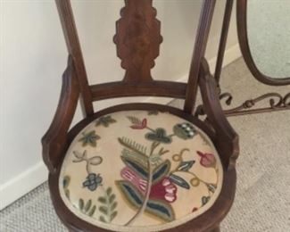 Crewel covered chair