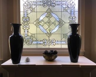 3 large black bamboo vases...light as a feather with glossy patina