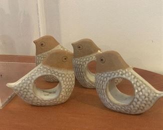 MID CENTURY 60'S POTTERY BIRD NAPKIN RINGS