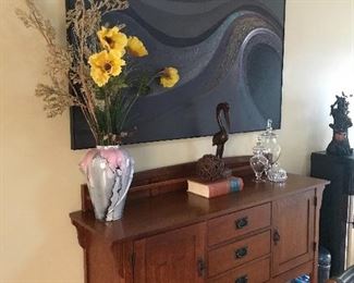 Antique Quarter Saw Oak Buffet