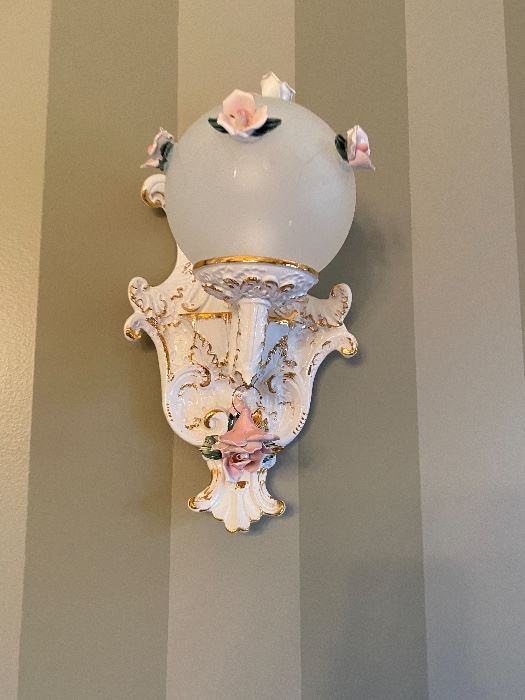 1 of two wall sconces that match the Capodimonte chandelier.  