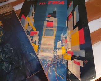Vintage David Klein TWA New York poster, poster is good condition, some missing areas, and missing corner.