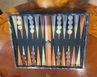 Solid marble backgammon set