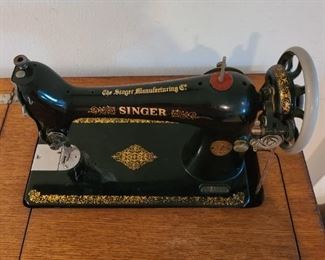 Aerial view vintage Singer sewing machine